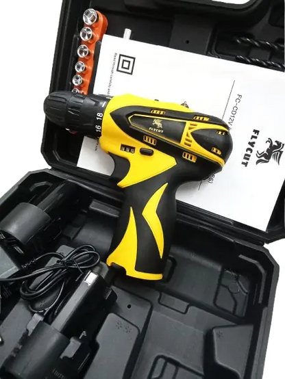 FLYCUT 12V Cordless Screwdriver and Drill Set - 25pcs, Two-Speed, Compact and Powerful - 1350 RPM - Reversible switch Multi-Torque Clutch, 10mm Keyless Chuck - 2x1.5Ah Battery My Store